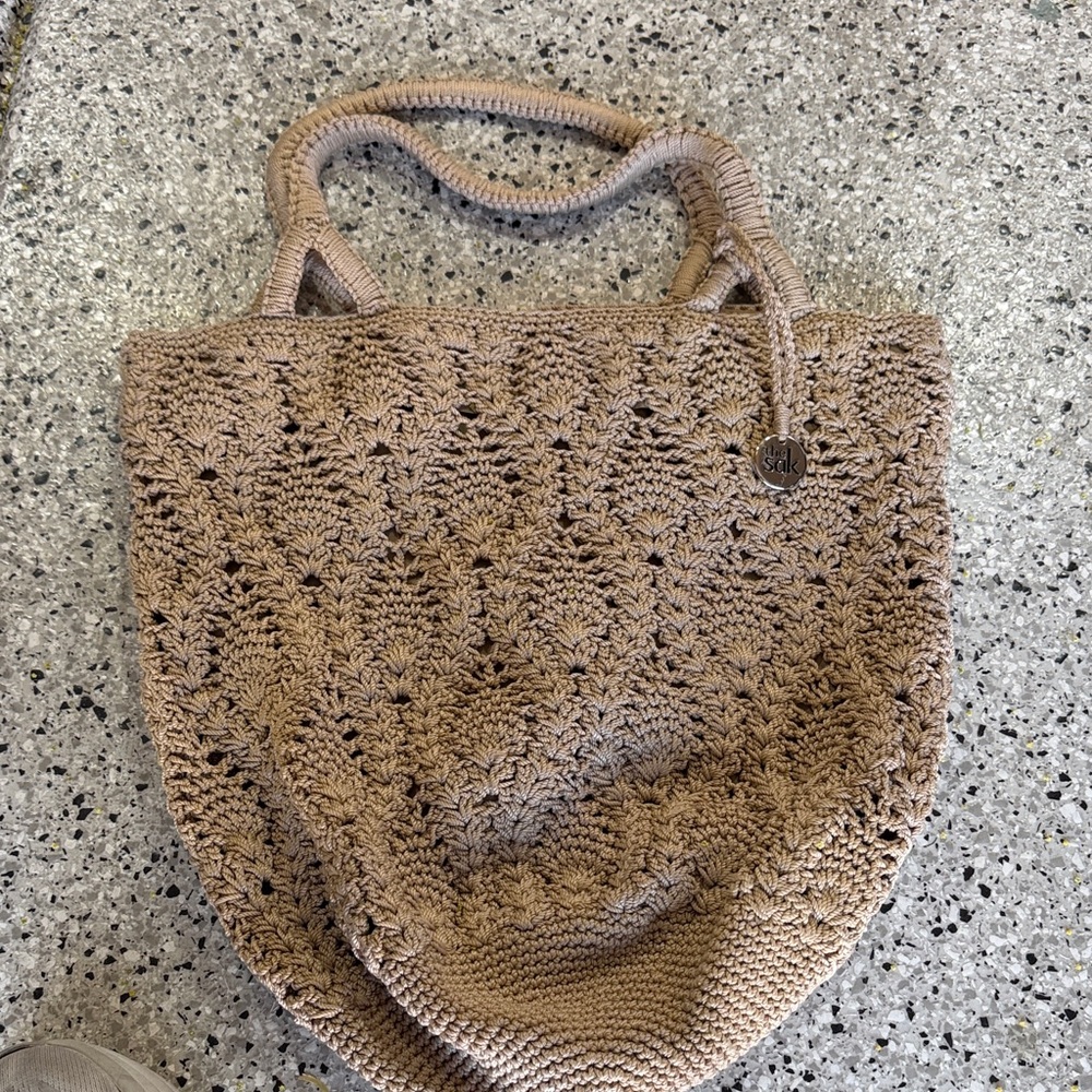 The Sak Tan Crochet Tote Bag